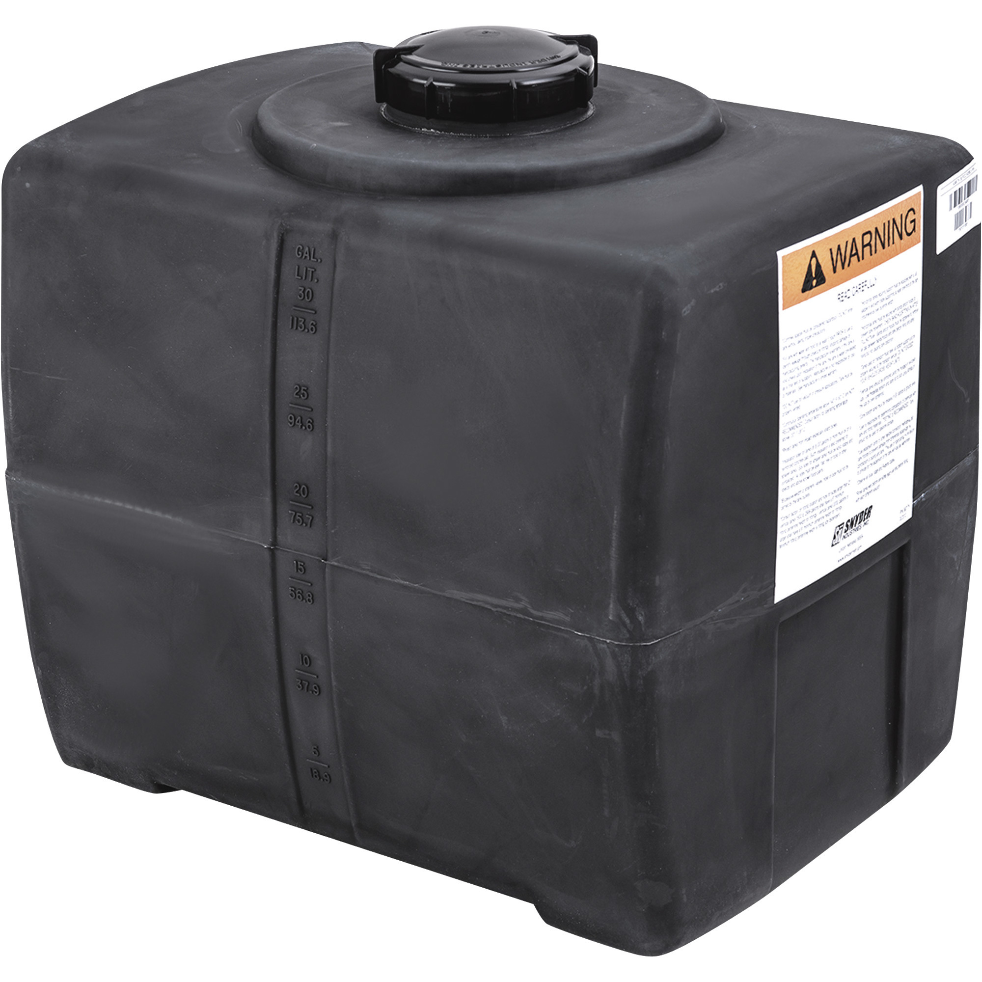 Snyder Industries Square-Ended Poly Pest Control Sprayer Tank, 30-Gallon Capacity, Model# 10933